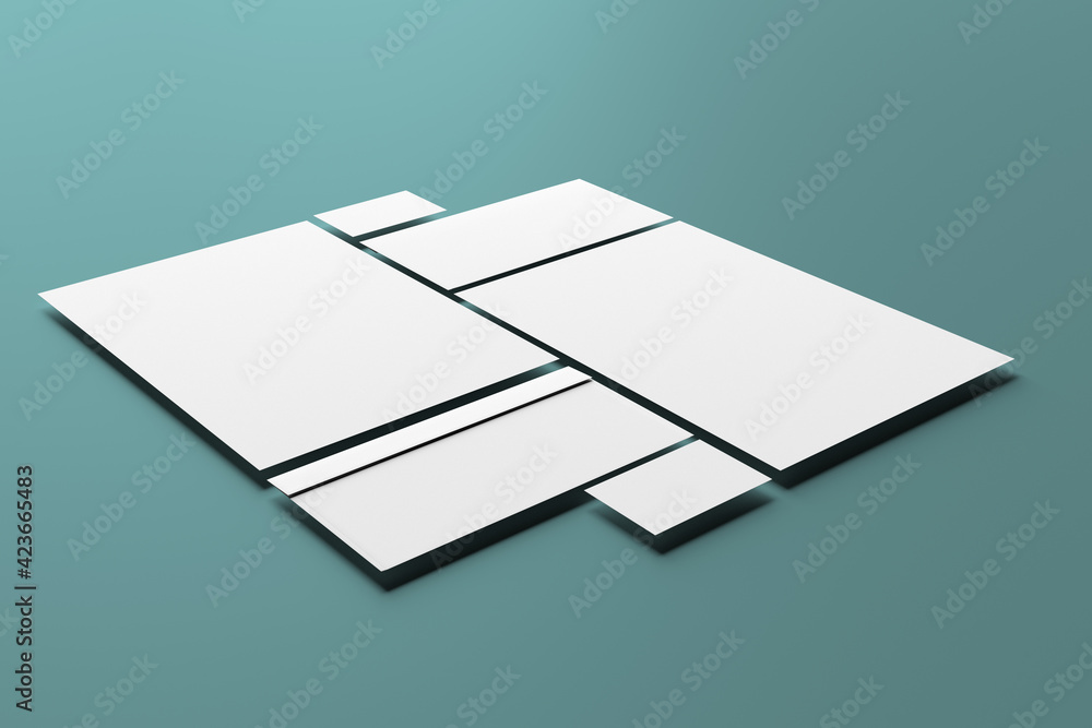 Mockup of a Stationery Office Paper Set - 3d rendering Mockup of a Stationery Office Paper Set - 3d rendering