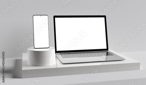 Obraz na płótnie Isolated Devices Mockup - 3d rendering. w salonie