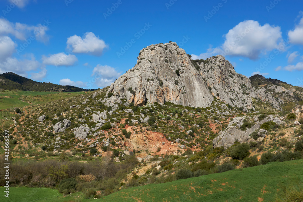 Cerro Romero limestone formation in Ardales, Malaga province. Spain