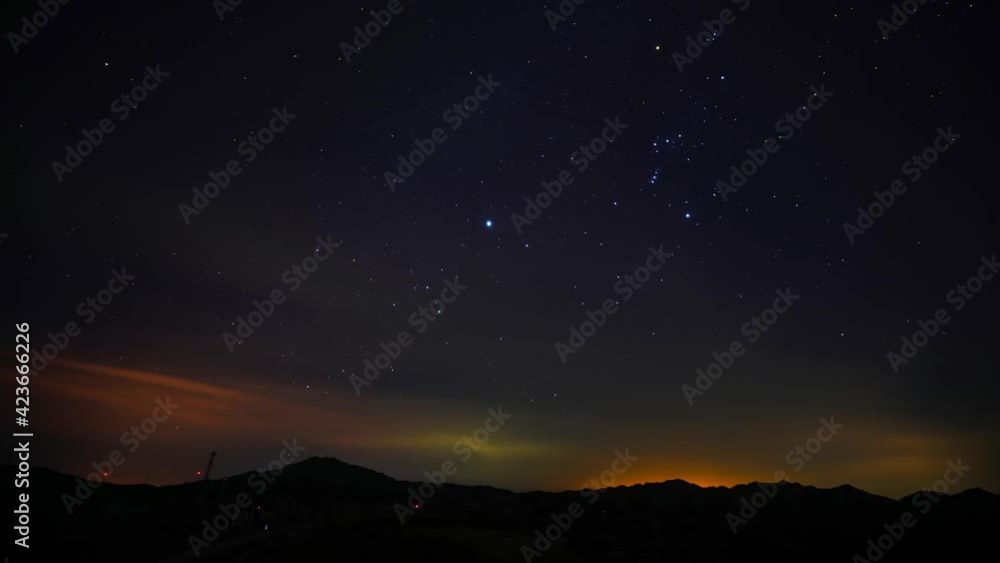 Time lapse of the starry night sky over mountains, and clouds flowing in the sky Time lapse of the starry night sky over mountains, and clouds flowing in the sky