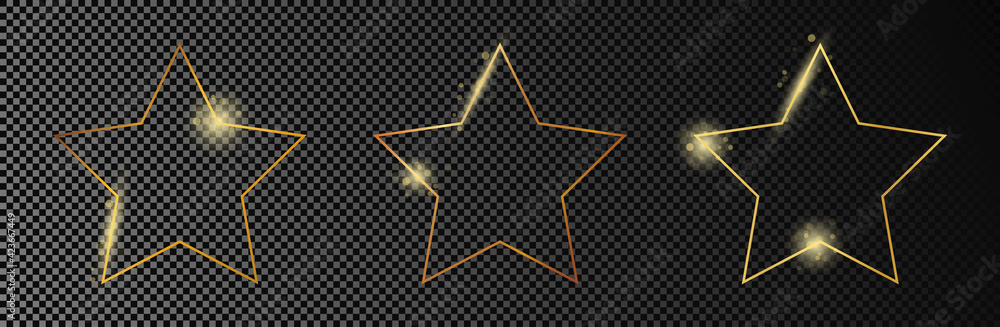 Gold glowing star shape frame Gold glowing star shape frame