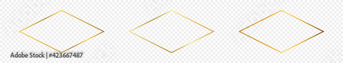 Gold glowing rhombus shape frame