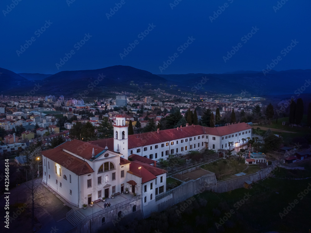 Aerial Look on Kostanjevica Church With Nova Gorica