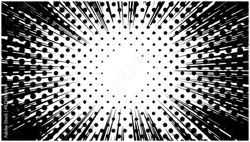 集中線　ドット　モノクロ