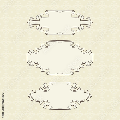 Set of vintage banners and seamless wallpaper with floral patterns