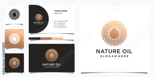 Nature oil logo design template and business card Premium Vector