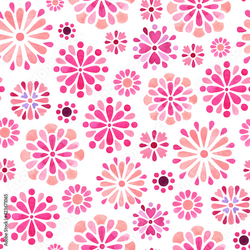 Decorative watercolor seamless pattern. Design for fabric, wallpaper, packaging and more.