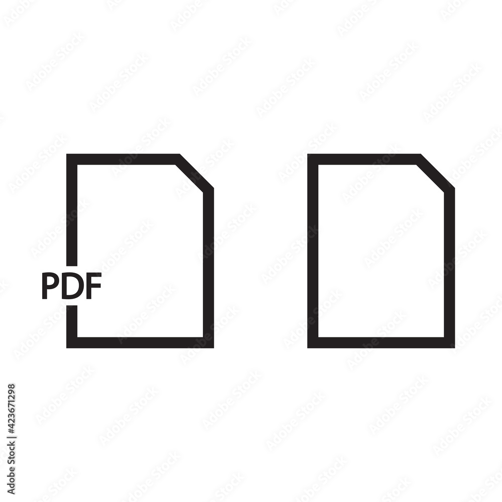 PDF Icon vector. Simple flat symbol. Perfect Black pictogram illustration on white background. PDF Icon vector. Simple flat symbol. Perfect Black pictogram illustration on white background.