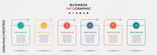 Vector Infographic design business template with icons and 6 options or steps. Can be used for process diagram, presentations, workflow layout, banner, flow chart, info graph
