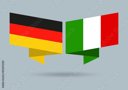 Germany and Italy flags. Italian and German national symbols. Vector illustration.