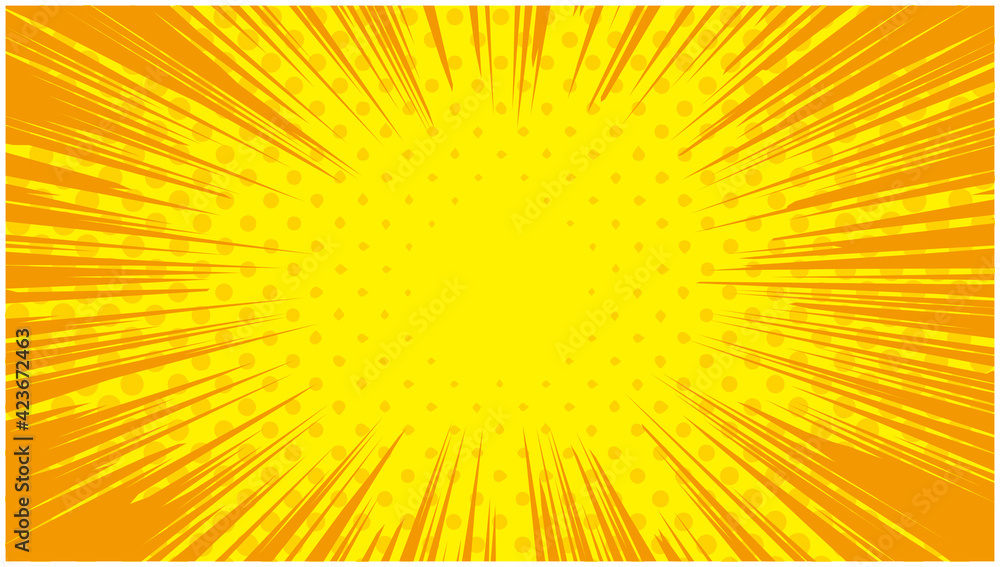 Obraz premium 集中線 ドット 黄色