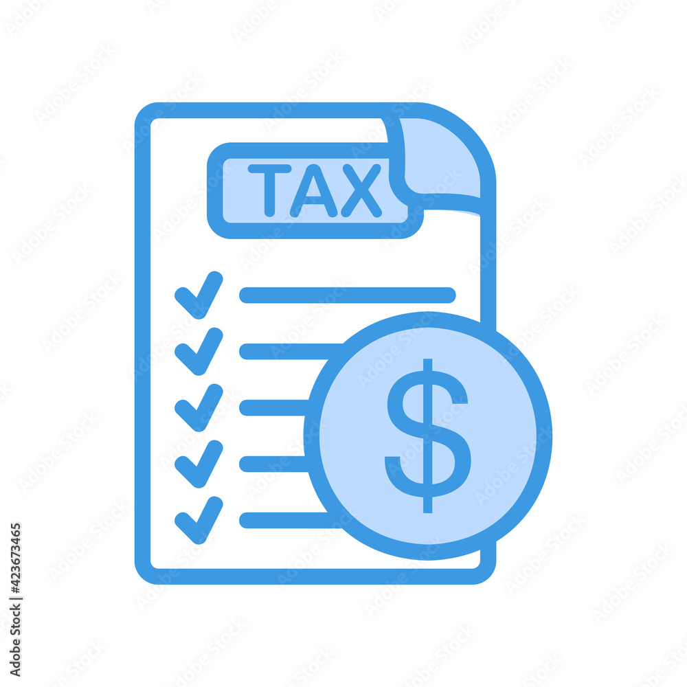 Tax payment icon vector illustration in blue style about marketing and growth for any projects Tax payment icon vector illustration in blue style about marketing and growth for any projects