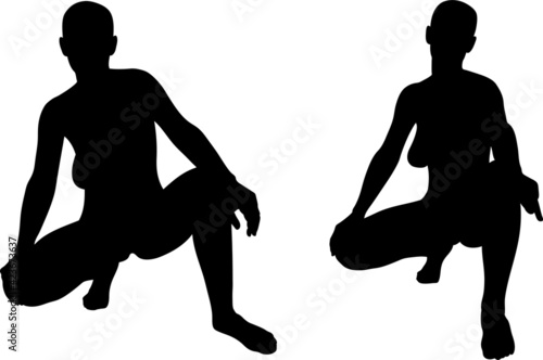 silhouettes of women posing in a crouch position