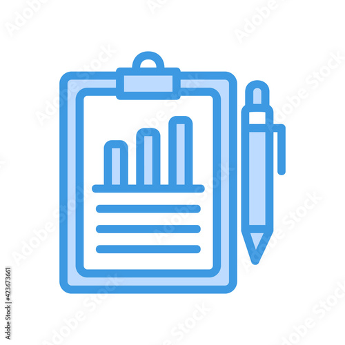 Report icon vector illustration in blue style about marketing and growth for any projects