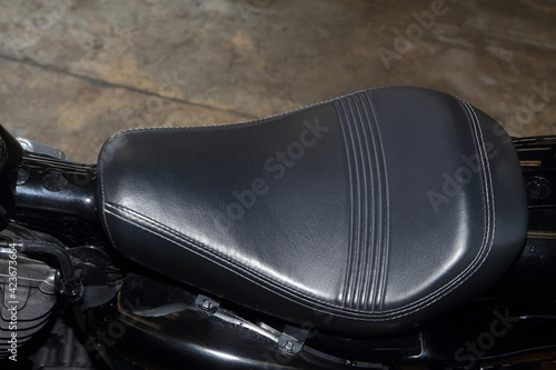 The black seat of a big bike