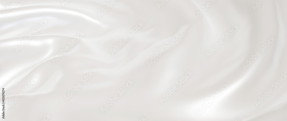 3d render of light and white cloth. iridescent holographic foil. abstract art fashion background.