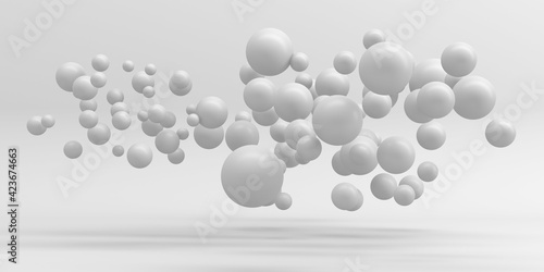 Abstract white many spheres design background