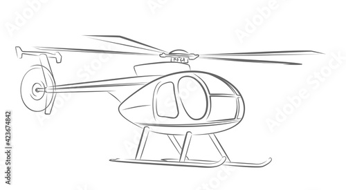 The sketch of a small helicopter.