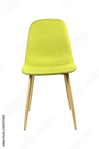 modern light green chair isolated on white, front view, interior design