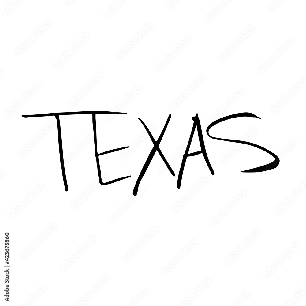 Fototapeta premium Minimal creative Texas hand writting isolated on white.