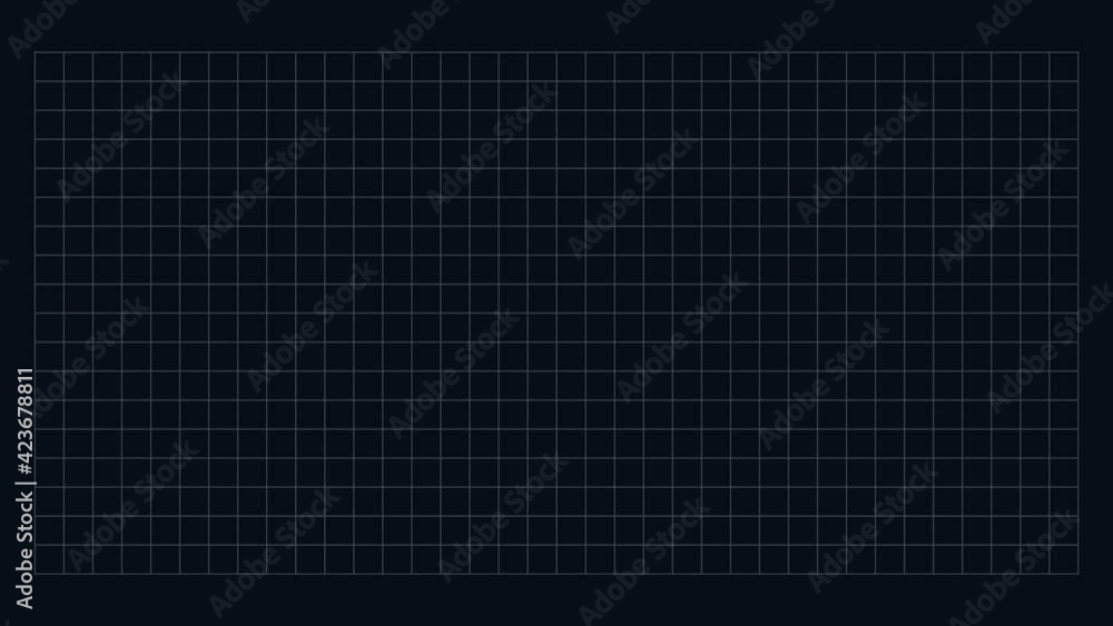 abstract animated background in 4K with grid pattern - movement of spotlight window over world map and charts elements in blue color - endless loop