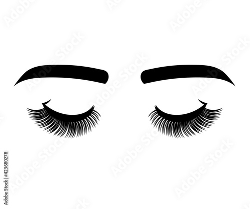 Female eyes on a white background. Eyebrows and eyelashes. Symbol. Vector illustration.