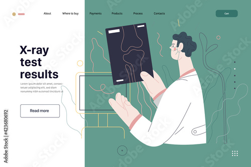 Medical tests template - x-ray test. Modern flat vector