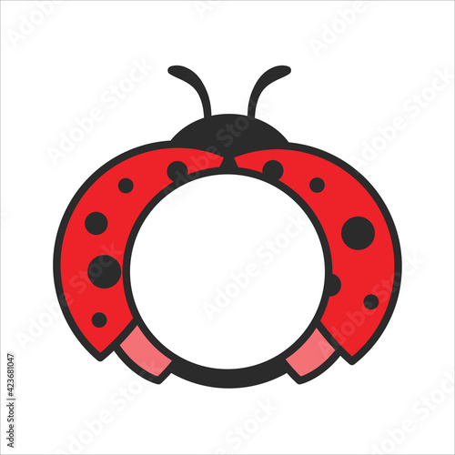 Vector cartoon cute black polka dot red ladybug Isolated on background