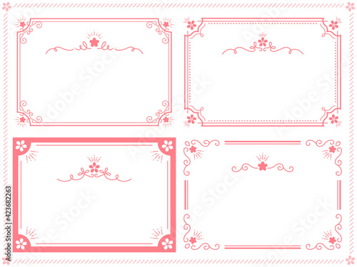 桜の洋風フレームと見出し線装飾セット