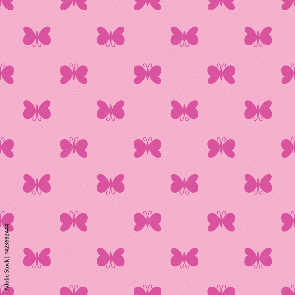 Pink butterflies seamless pattern Pink butterflies seamless pattern