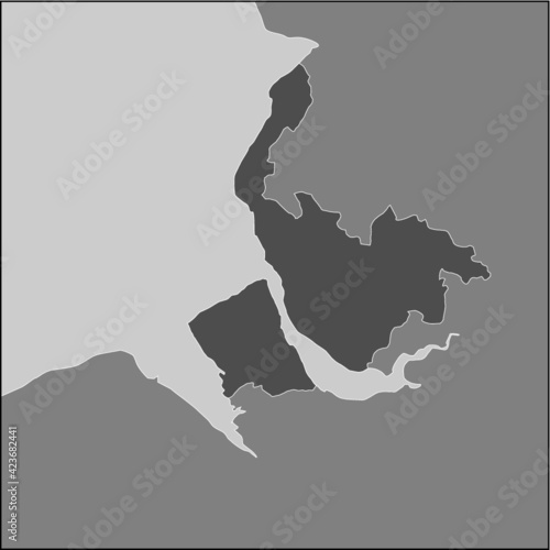 Simple grayscale map of Merseyside, North West England, United Kingdom. Liverpool, Sefton and Wirral
