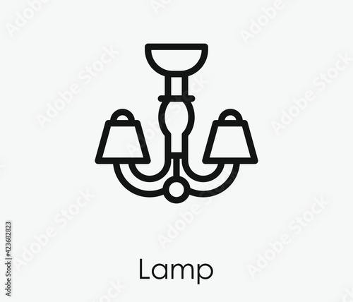 Lamp vector icon. Editable stroke. Linear style sign for use on web design and mobile apps, logo. Symbol illustration. Pixel vector graphics - Vector