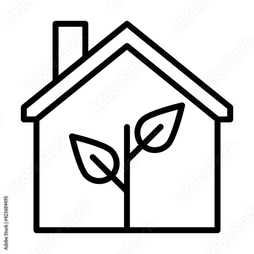 Eco House Icon Illustration
