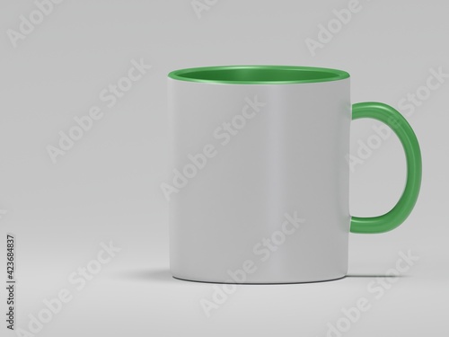green inside mug isolated on white background