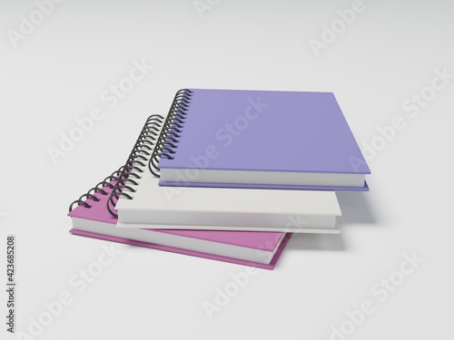 Spiral notebook stacked isolated in white background