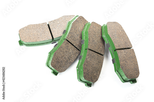 New brake pads on white background isolated object