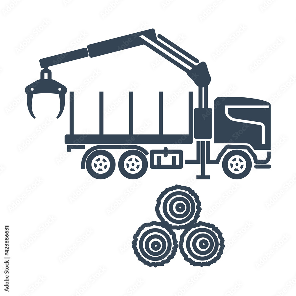 Vector black icon freight road land transport, forwarder, skidder Stock ...