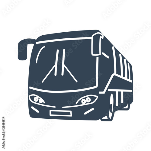 Vector black icon passenger road land transport, bus