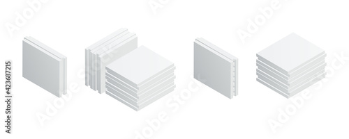 Isometric vector illustration wall gypsum board isolated on white background. Realistic construction block icon in flat cartoon style. Tongue-and-groove plaster plate. Building, construction material.