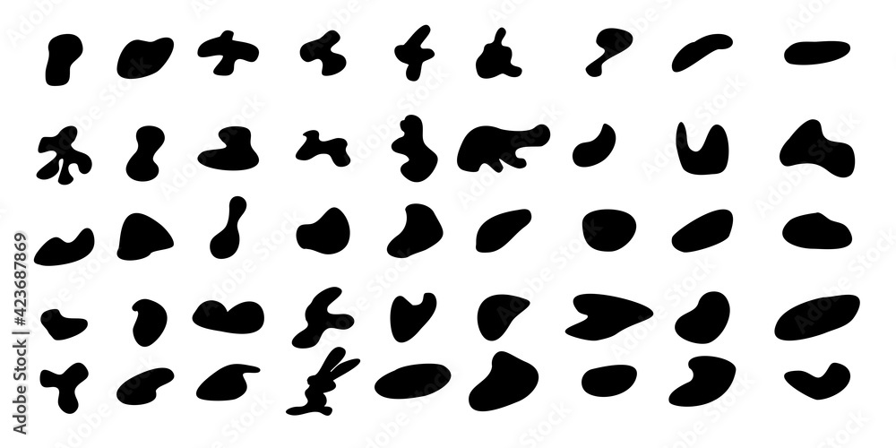 Black dynamic abstract shapes of drops, blots, spots, stone. Vector elements liquid shapes, liquid random shapes. Black dynamic abstract shapes of drops, blots, spots, stone. Vector elements liquid shapes, liquid random shapes.