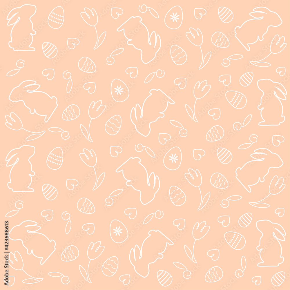 Cute hand drawn Easter seamless pattern, lovely bunnies, great for textiles, banners, wallpapers, wrapping - vector design Cute hand drawn Easter seamless pattern, lovely bunnies, great for textiles, banners, wallpapers, wrapping - vector design