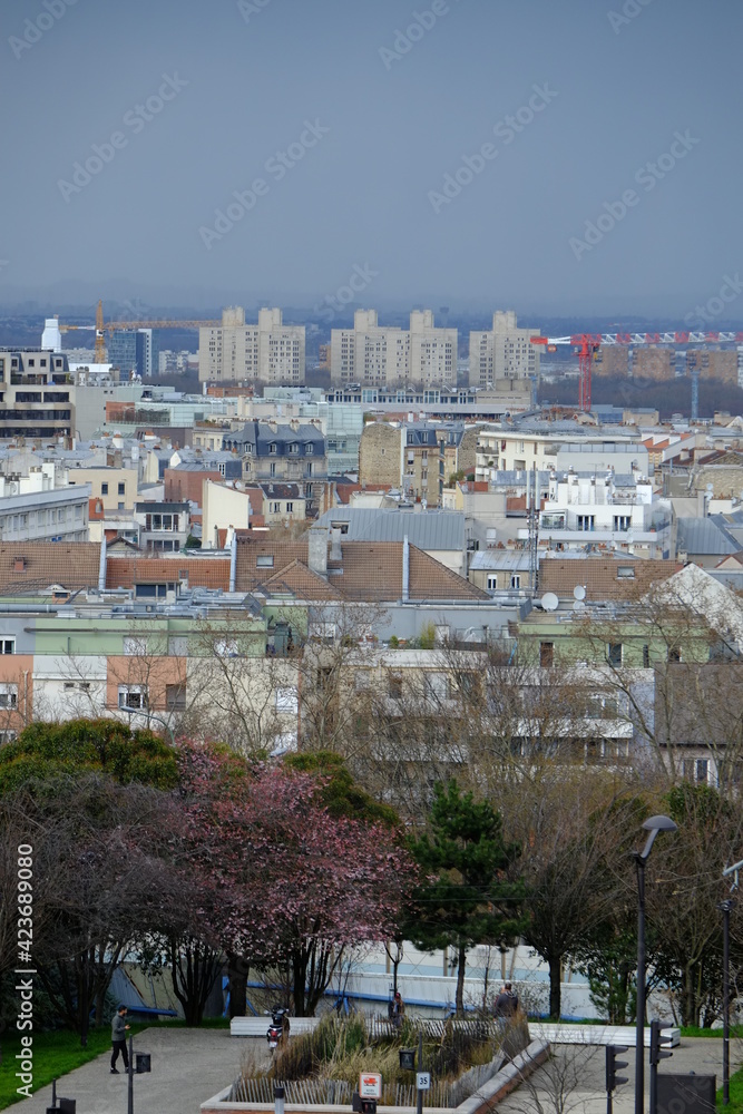 A view on the parisian suburbs from a hill of the north of Paris. 