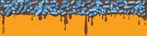Colorful glaze for baked products. Glaze topping for donuts, cupcakes and Easter cakes. Vector Illustration