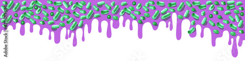 Colorful glaze for baked products. Glaze topping for donuts, cupcakes and Easter cakes. Vector Illustration