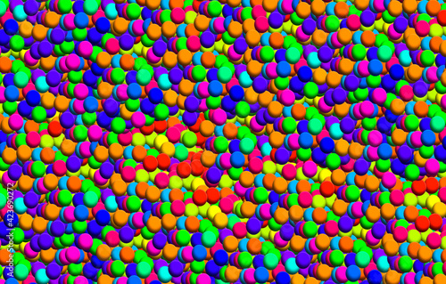 Abstract colorful spheres, ball pit like texture in the 1990's retro vaporwave style 