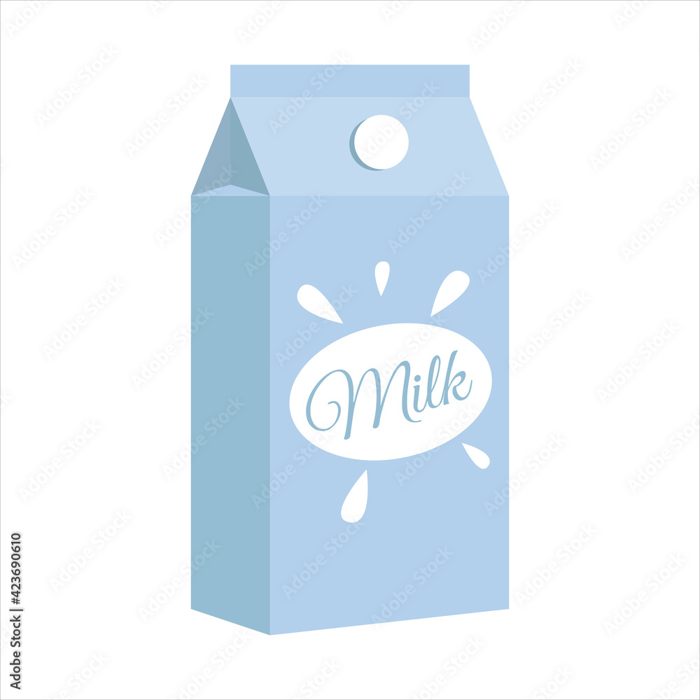 A carton of milk. Illustration with packaging with lid. Cartoon vector blue packaging
