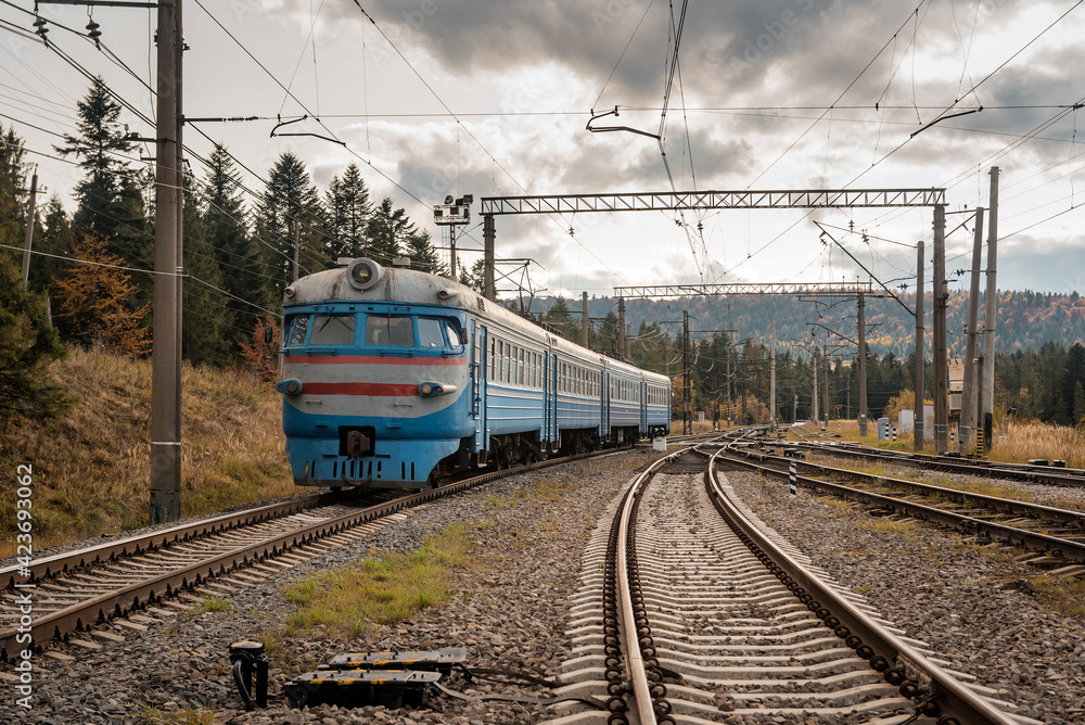 Fototapeta premium passenger electric train of four cars