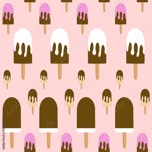 Popsicles Seamless Pattern Background 