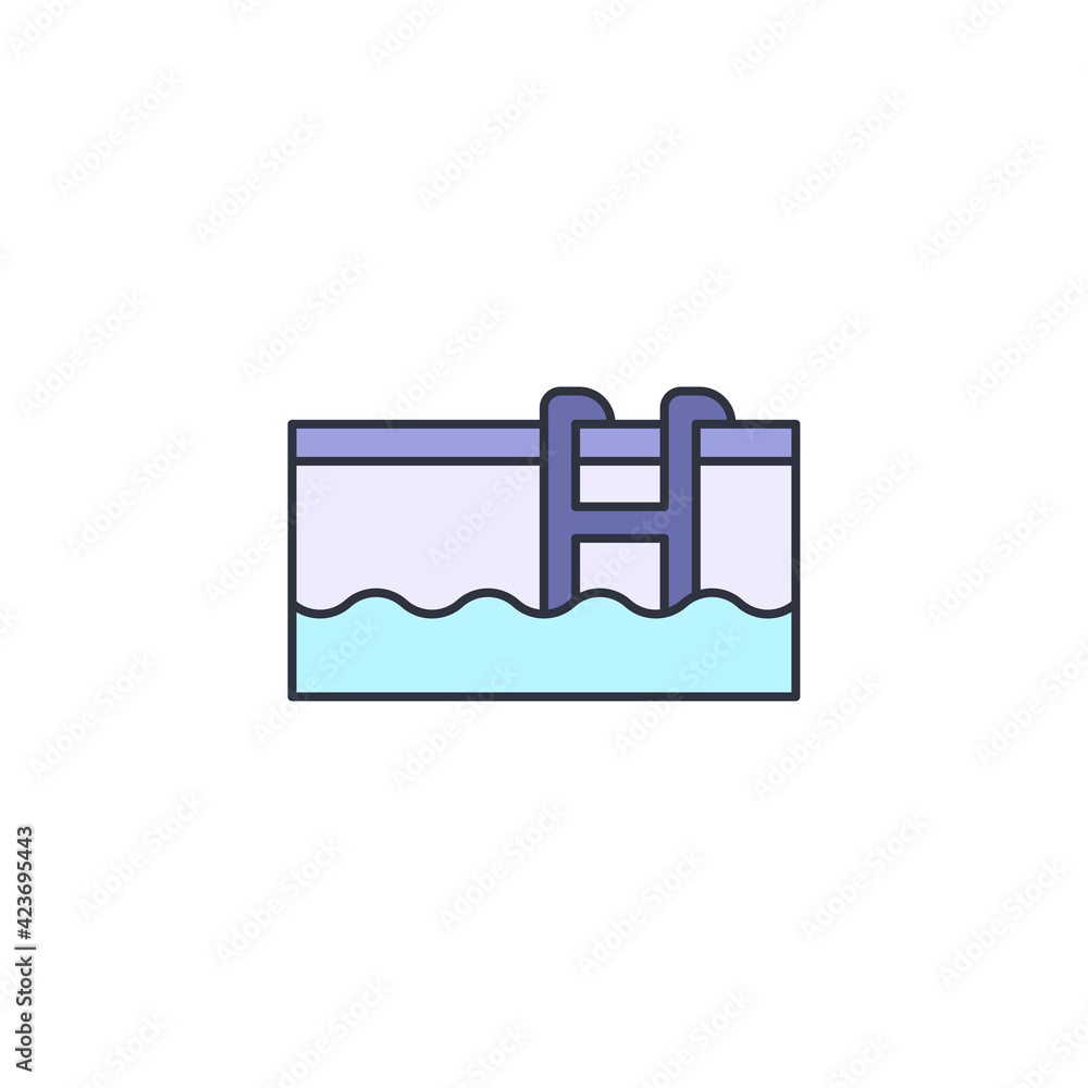 Swimming pool with ladder icon isolated on white background. Set icons colorful square buttons. Vector Illustration Swimming pool with ladder icon isolated on white background. Set icons colorful square buttons. Vector Illustration