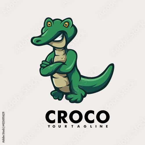 Crocodile mascot cartoon logo character design illustration vector